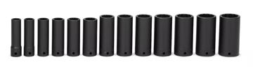 13PCS 1/2" DRIVE12-POINT SAE FLANK DRIVE DEEP IMPACT SOCKET SET