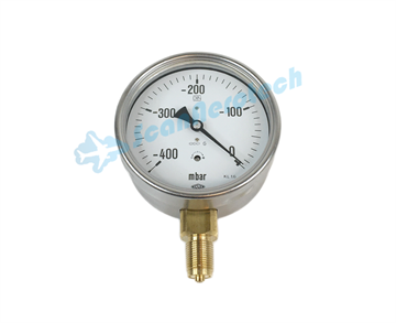 -400 - 0 MBAR VACUUM GAUGE 3/8'' BOTTOM 