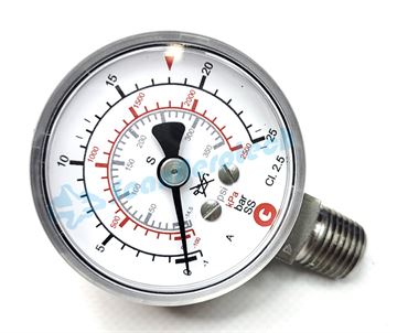 0-25 BAR Pressure gauge 1/4" Bottom connection