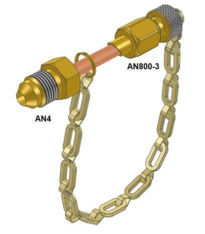 1" OXYGEN CHARGE ADAPTOR AN4 MALE TO AN800-3